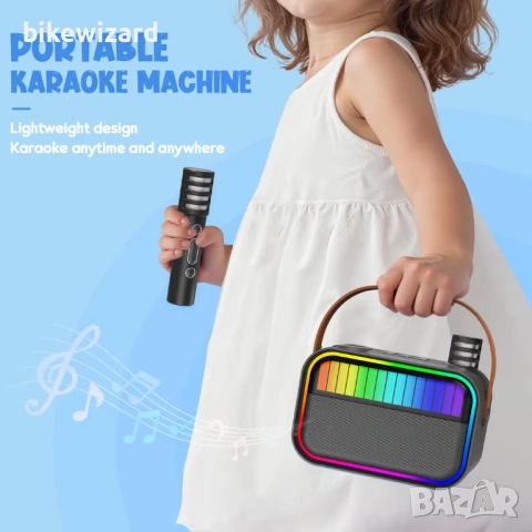 Малка Преносима караоке машина с 2 микрофона НОВА, снимка 3 - Караоке - 53880027