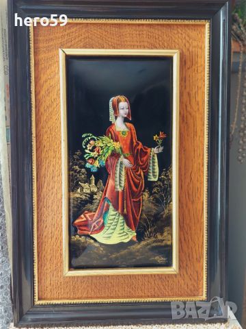 Прекрасна емайлова картина на Лимож (Limoge) перлен емайл, снимка 2 - Картини - 45794021