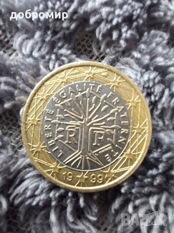 Френска монета 1евро-1999год, снимка 2 - Нумизматика и бонистика - 53834893