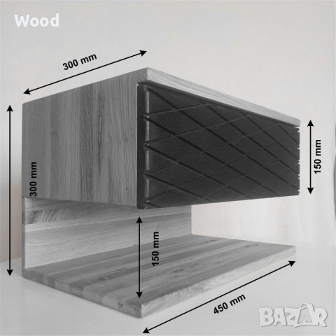 Нощно шкафче, плаващо, дъб, дизайн, масивно дърво., снимка 7 - Шкафове - 53029769