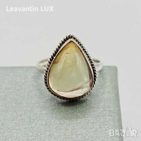 Сребърен пръстен с камък от естествен Цитрин