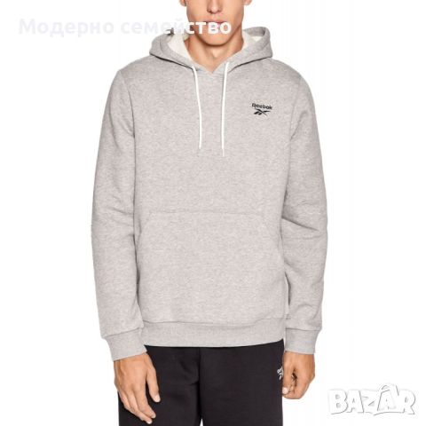 Мъжко спортно горнище reebok identity fleece hoodie grey, снимка 1 - Суичъри - 46750932