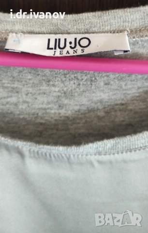 сива тениска LIU.JO с издължен гръб, снимка 3 - Тениски - 54179289