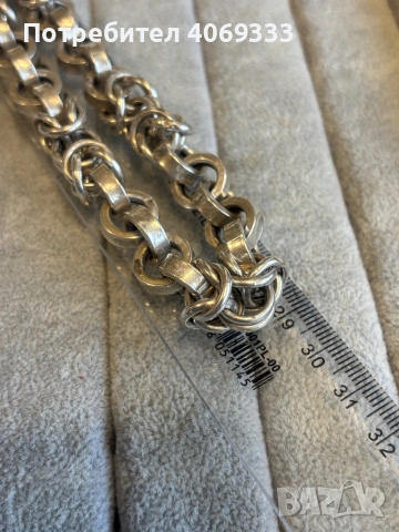 Кралска плетка Сребърен ланец 91.6гр 60см , снимка 5 - Колиета, медальони, синджири - 54247034