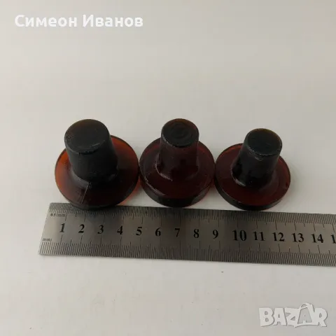 Лот от 3 стъклени тапи за аптекарски шишета B0026, снимка 3 - Други ценни предмети - 48664194