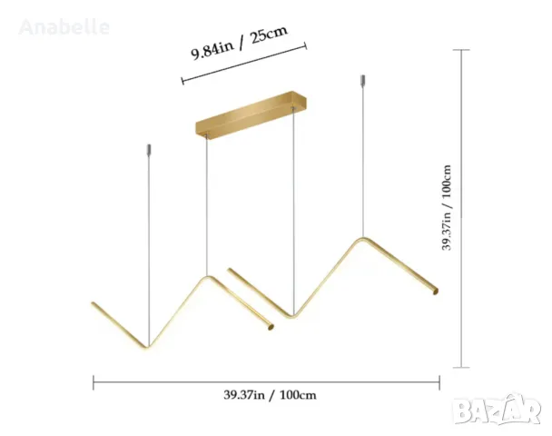 LED полилей / лампа за таван в златно, снимка 3 - Лед осветление - 47523176