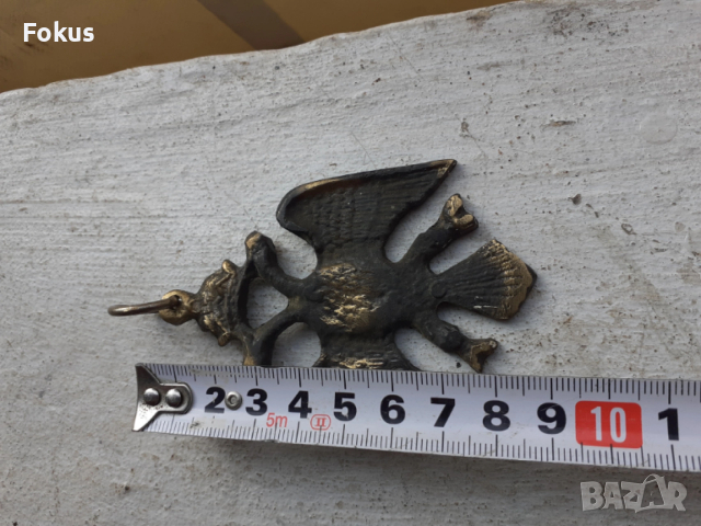 Масивен бронзов медальон двуглав орел с корона, снимка 5 - Антикварни и старинни предмети - 53385436