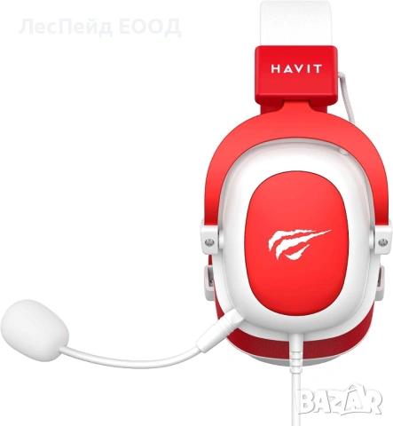 Гейминг слушалки HAVIT HV-H2002D нови, червено и бяло, 53mm микрофон, снимка 3 - Слушалки и портативни колонки - 54252853