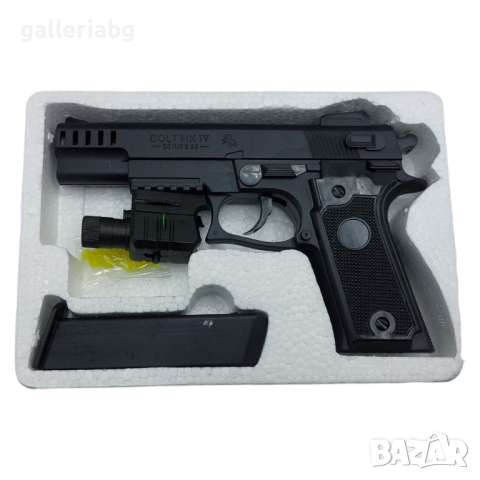 Еърсофт играчка пистолет с лазер и сачми, снимка 2 - Други - 44961410