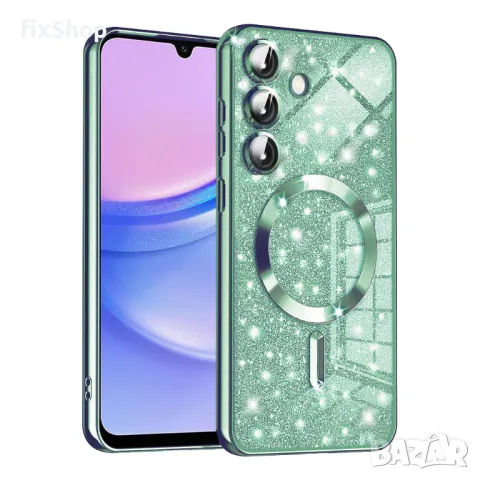 Калъф fixGuard - Luxury Glitter MagSafe - Samsung Galaxy A15 4G / A15 5G - Light Green, снимка 1 - Калъфи, кейсове - 48670832