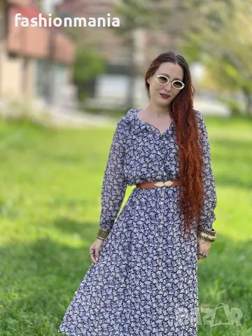 Винтидж Бохо рокля в люляков принт, снимка 6 - Рокли - 50344084