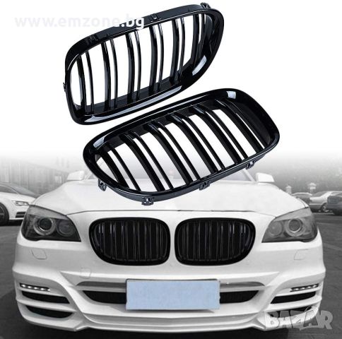 Решетки Бъбреци за БМВ BMW 7 серия F01 F02 2009+ Черен Гланц Двойни, снимка 1 - Аксесоари и консумативи - 46511839