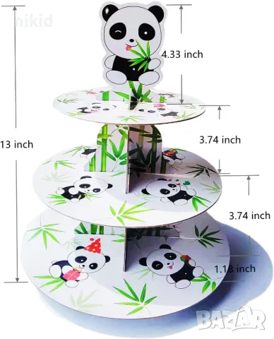 Панда 3 етажна Триетажна поставка стойка за мъфини картонена кексчета, снимка 4 - Аксесоари за кухня - 46837807
