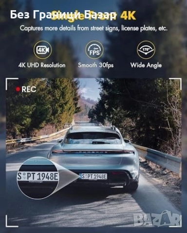 Нова 4K DVR камера за кола с предна и задна леща, Wi-Fi и нощно виждане, снимка 2 - Друга електроника - 52533793