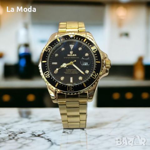 Часовник Rolex Submariner черно златен реплика, снимка 1 - Мъжки - 45943416