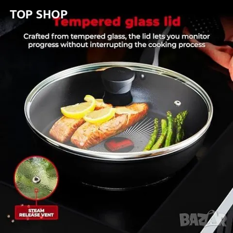 Нов Индукционен 28cm Тиган Tower с Капак за готвене фурна кухня дом, снимка 8 - Прибори за хранене, готвене и сервиране - 49693733