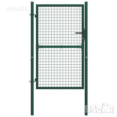 vidaXL Оградна порта, стомана, 100x150 см, зелена（SKU:145734