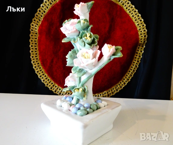 Порцеланова фигура Роза в саксия 20 см. , снимка 4 - Статуетки - 53929080