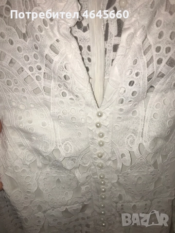 Бяла дантелена рокля къса, снимка 3 - Рокли - 52383040