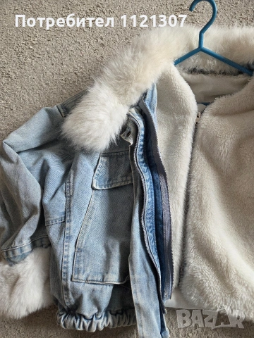 Дънково яке с косъм , снимка 5 - Якета - 53681581