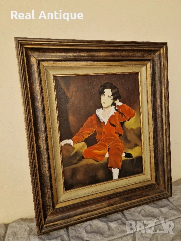 Страхотна антикварна холандска авторска картина масло върху платно , снимка 6 - Картини - 50781557