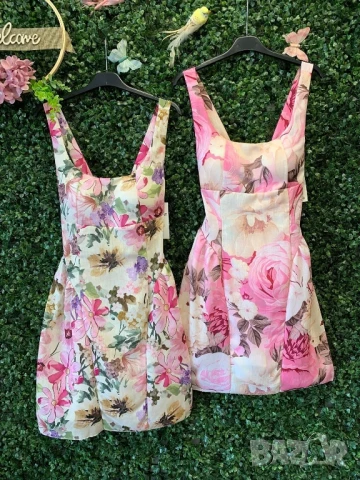 Къси ленени роклички с флорални мотиви , снимка 5 - Рокли - 50995602