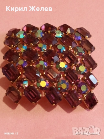 Кристална брошка АМЕТИСТ АРТ ДЕКО стил 31130, снимка 4 - Други - 52562209