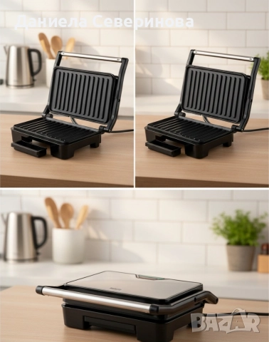 Сандвич преса Muhler MHT-889S, грил плоча, Черна 