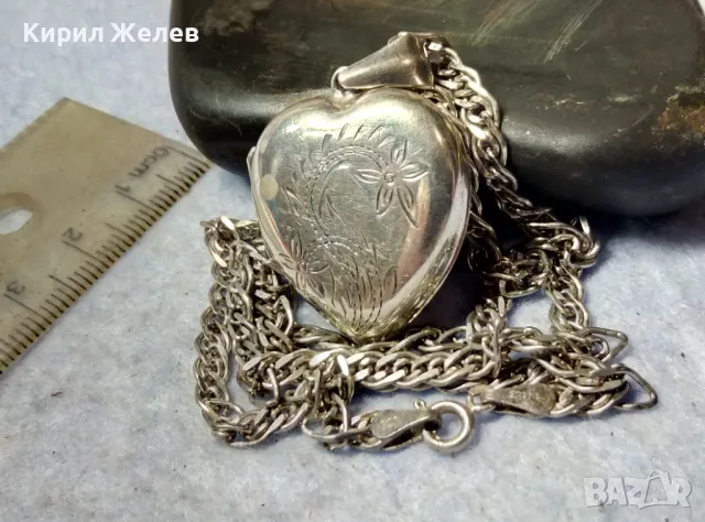 ФЛОРАЛНО ГРАВИРАН СРЕБЪРЕН ПЕНДАНТ СЪРЧИЦЕ Арт РАМКА За СНИМКИ със СРЕБЪРНА ВЕРИЖКА СРЕБРО 925 25980, снимка 2 - Колиета, медальони, синджири - 49734092