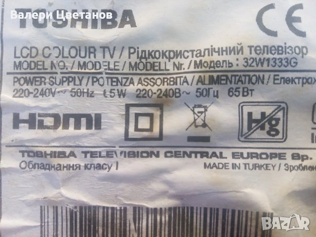 телевизор TOSHIBA 32W1333G на части, снимка 2 - Телевизори - 51404378
