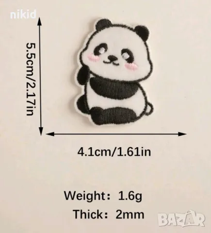 6 пози Панда апликация за дреха дрехи самозалепваща се нашивка бродерия, снимка 2 - Други - 50382753