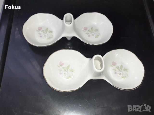 Чифт солници български порцелан, снимка 2 - Антикварни и старинни предмети - 53294314