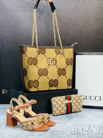 дамски сандали на ток, чанта / раница и портмоне gucci , снимка 8 - Чанти - 46941108