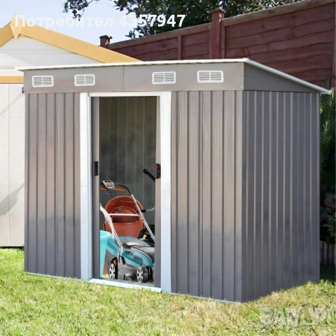 Метална градинска къща за инструменти – здрава, вентилирана и с възможност за заключване, снимка 9 - Други стоки за дома - 53156885