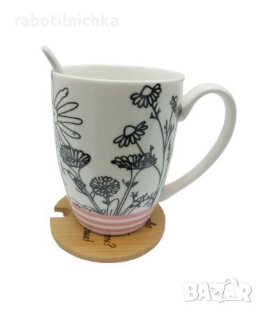 Подаръчна кутия с чаша за чай, цвете и кутия за бижута или огледалце по избор, снимка 3 - Сувенири от дърво - 45712050