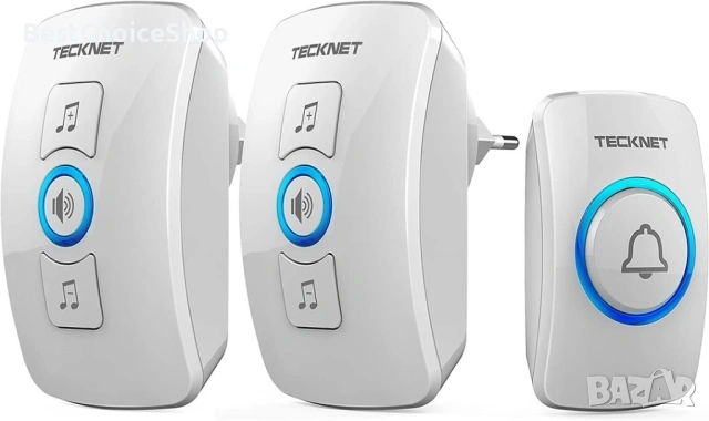 TECKNET Безжичен звънец IP65 Водоустойчив 60 мелодии 5 нива на звука