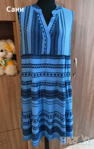 Синя рокля без ръкави 