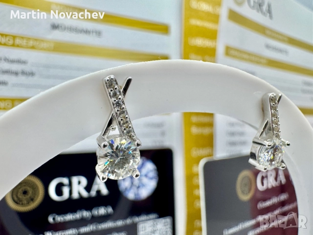 Сребърни обеци с мойсанит (Диамант) 0.5 карата, снимка 7 - Обеци - 52370580