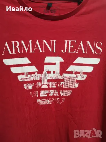 Armani Jeans Wine T-Shirt With Printed Logo. 

, снимка 2 - Тениски - 47377882