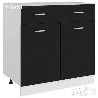 vidaXL Долен шкаф с чекмедже, черен, 80x46x81,5 см, ПДЧ（SKU:801237