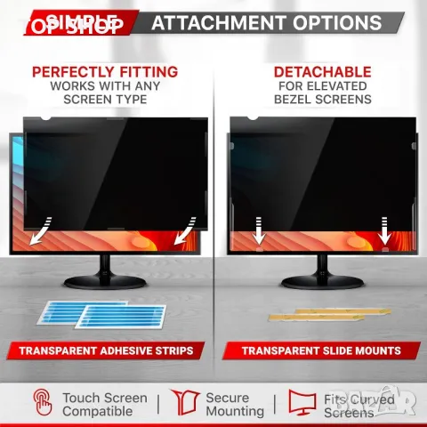 VINTEZ 24 инча 2 броя Филтър за поверителност на компютъра за широкоекранен монитор 16:9, снимка 3 - Друга електроника - 49938041