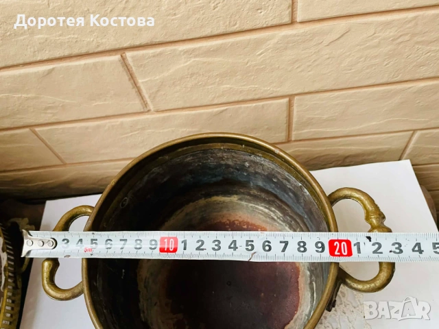 Красива месингова кашпа от Англия, снимка 9 - Антикварни и старинни предмети - 53473718