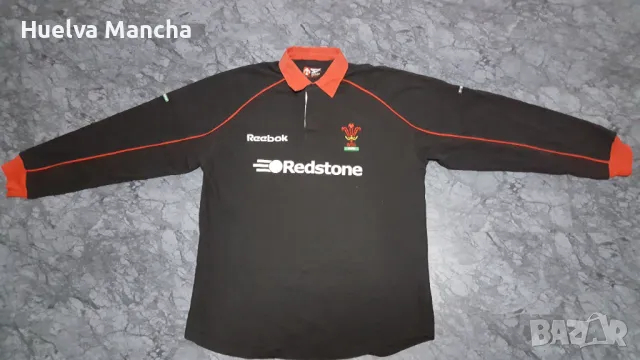 Vintage Reebok WRU Cymru Wales Black Cotton Long Sleeve Rugby, снимка 1 - Спортни дрехи, екипи - 49336468