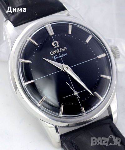 Omega Genève Cross Hair, Малки секунди, Черен Циферблат, Кал. 268, снимка 3 - Мъжки - 46569273