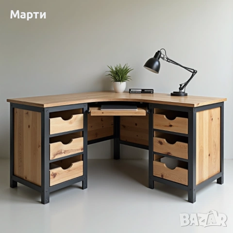 Уникални ъглови офис бюра и мебели от метал и дърво по поръчка!, снимка 9 - Бюра - 53928417