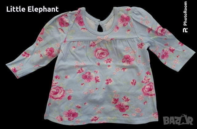 Блузка с дълъг ръкав за 9-12 мес момиченце,roses on blue"колекция"Flowers",Англия/нова