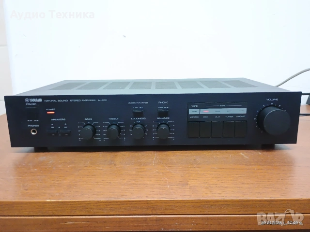Компактен стерео усилвател Yamaha A-400. Перфектен с прекрасен звук! Изпращам видео. 