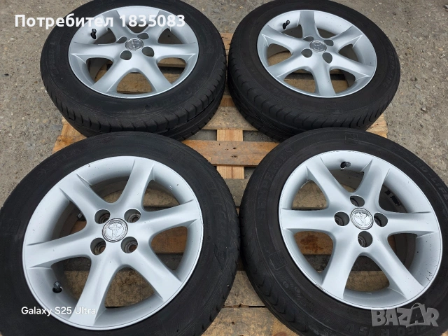 Лети джанти 15ки 4х100 Toyota + летни гуми 195/60/15 Semperit, снимка 2 - Гуми и джанти - 54012609