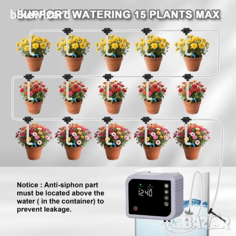 YAHAMOO Автоматична система за поливане за 15 саксийни растения – 350 режима НОВО, снимка 2 - Напояване - 53639738