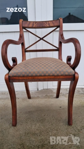 Английско кресло масив махагон, снимка 5 - Дивани и мека мебел - 53245058